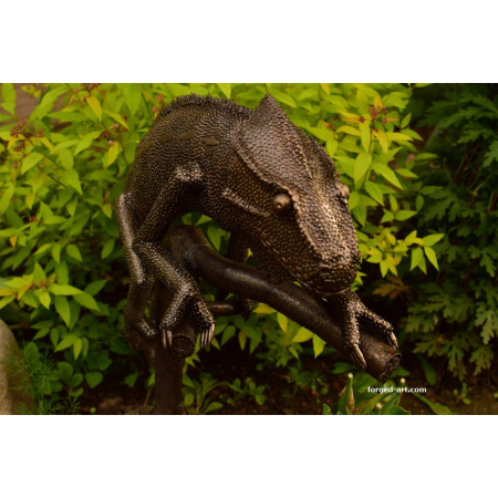 forged chameleon sculpture handmade